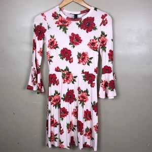 Pink and red bell sleeve dress